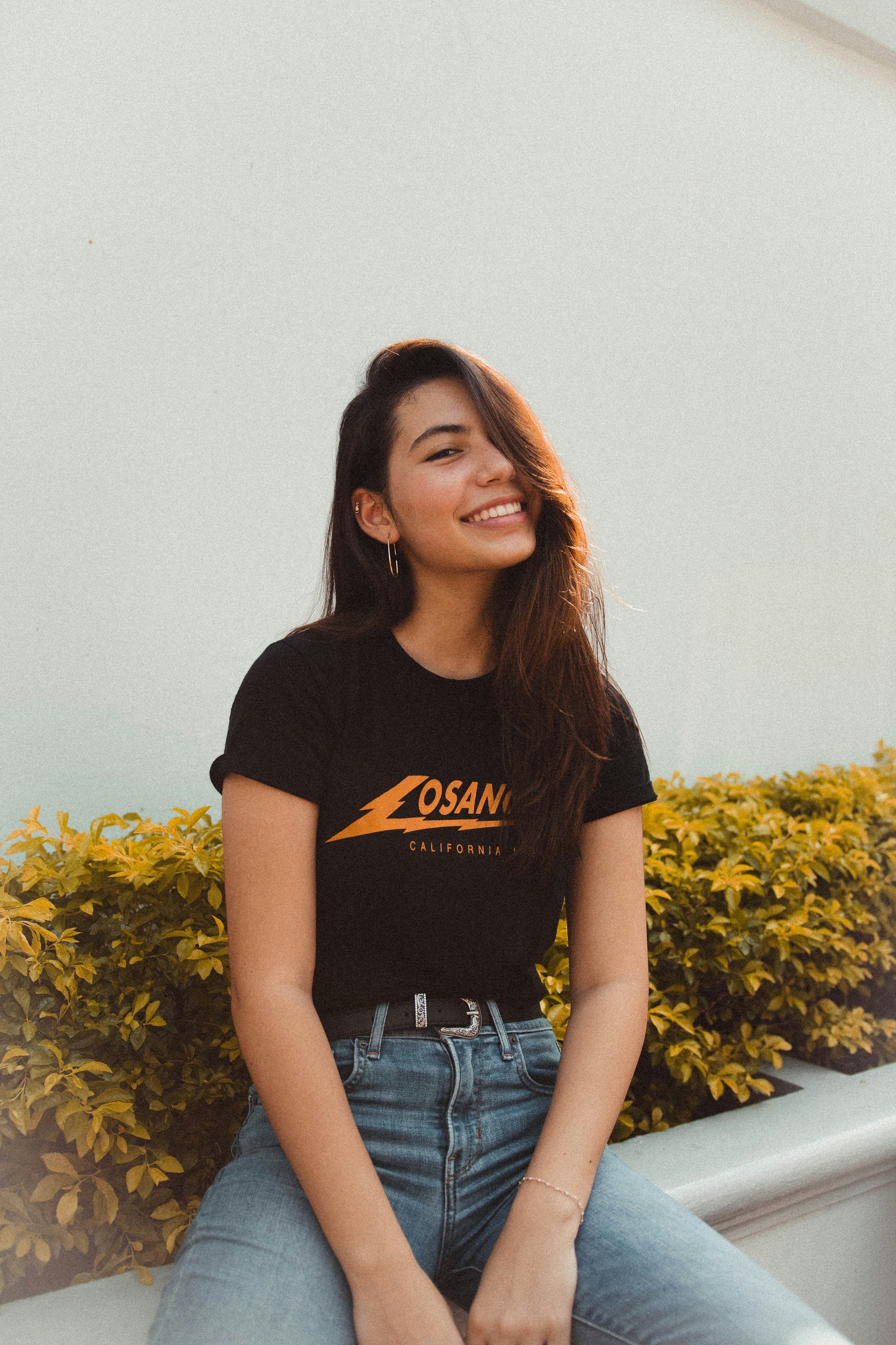 Black t-shirt with medium orange logo