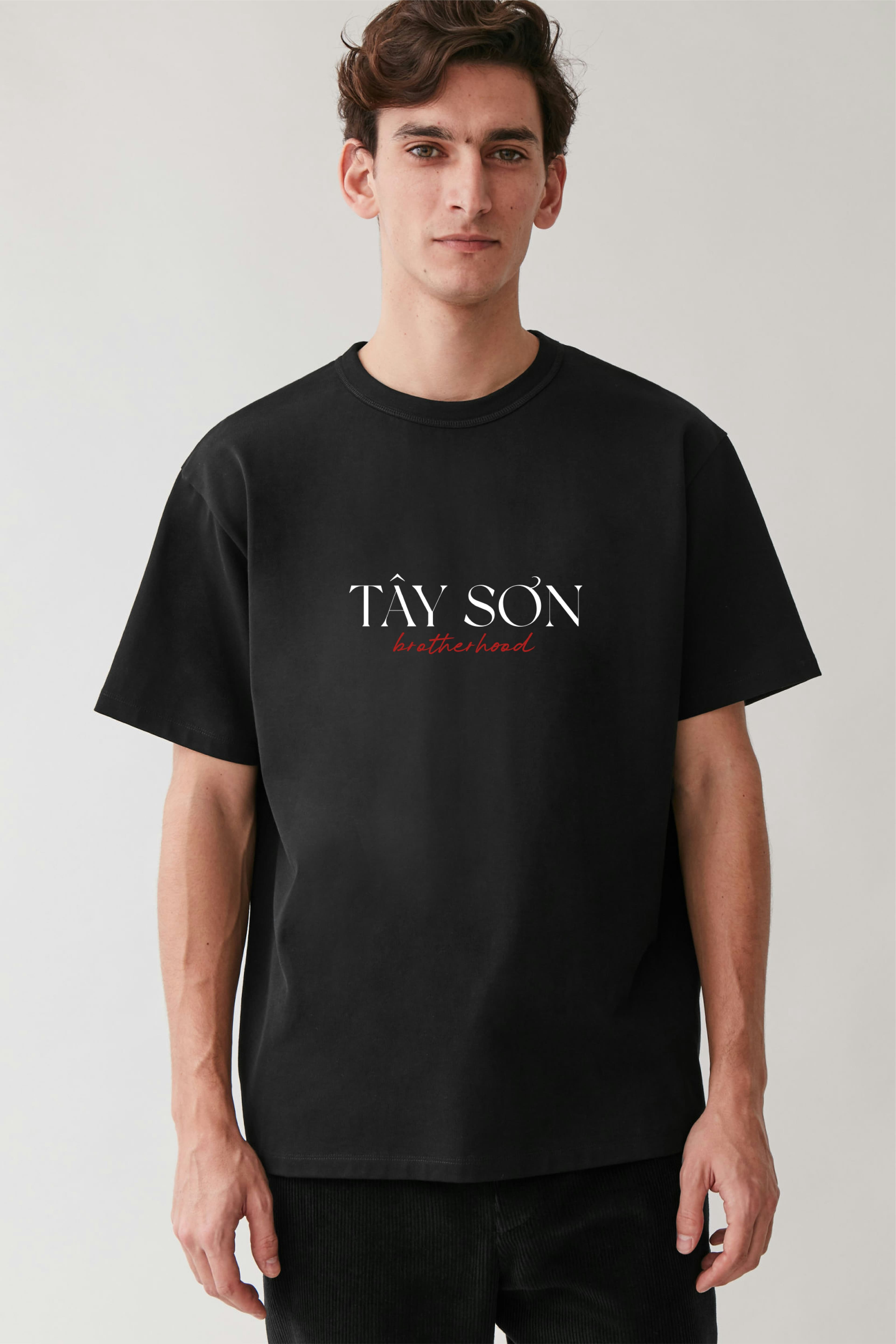 Black t-shirt with medium mixed-colour print